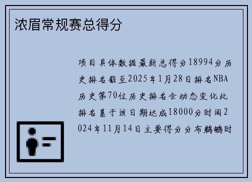浓眉常规赛总得分