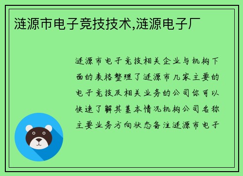 涟源市电子竞技技术,涟源电子厂